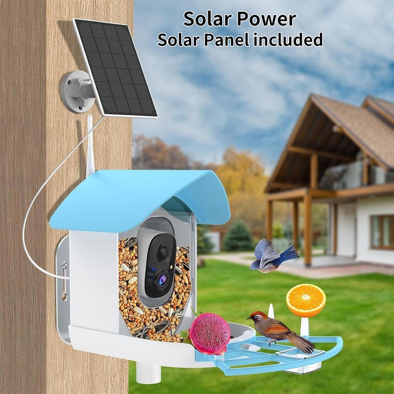 Fazoxo Bird Feeder with Camera, Smart AI Bird Breed Recognition,Birds Motion Detection with Real Time Notice, Solar Powered Auto Capture Bird Watching WiFi Camera,Gifts for Birdlover,Family,SkyBlue - Image 3
